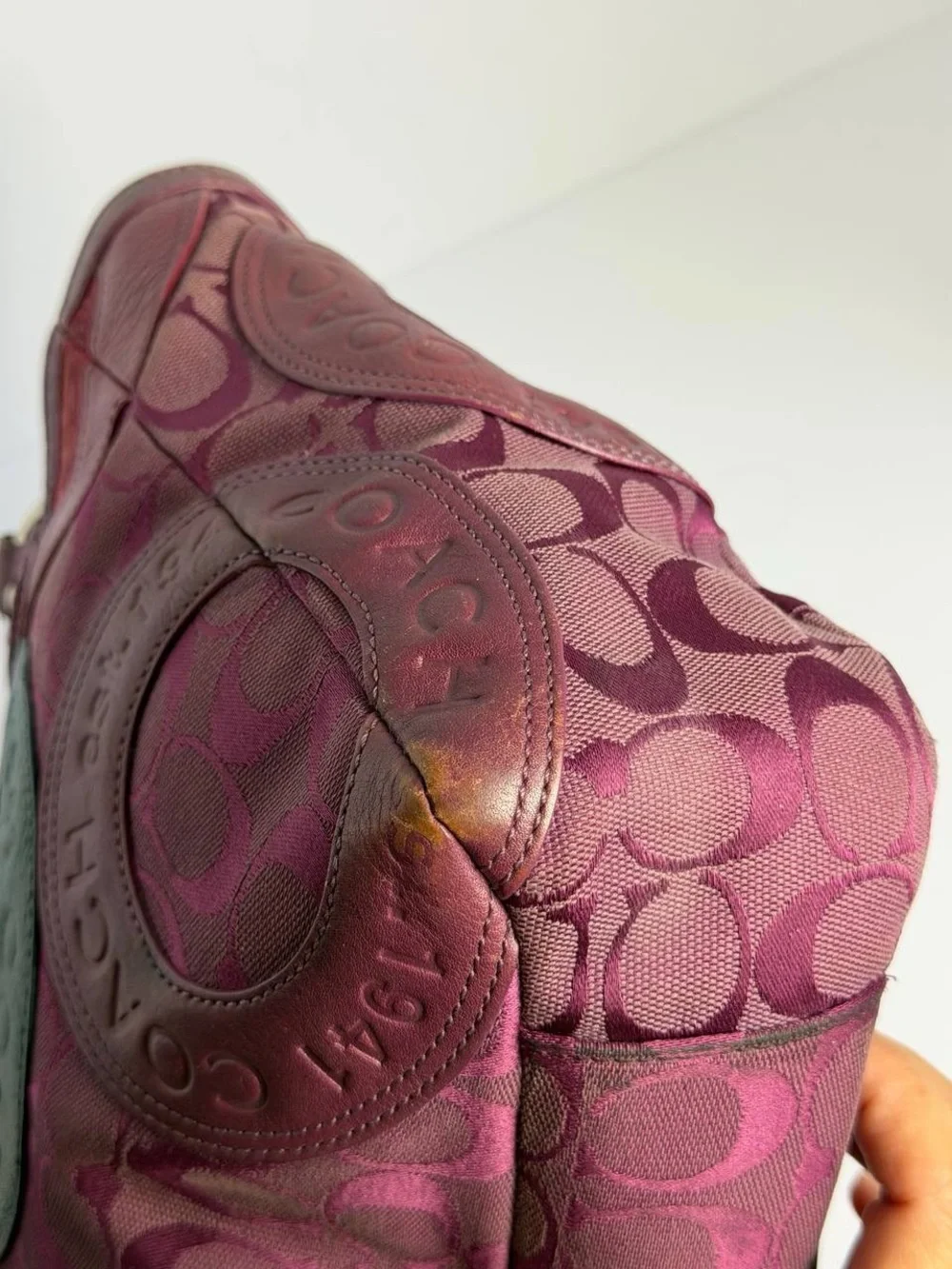 Vintage Coach Circle Patchwork East-West Plum Tote Bag